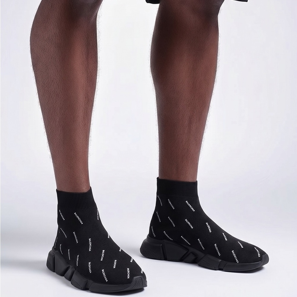 New Authentic Balenciaga Speed 2.0 LT Logo Sock Sneakers – Black/White
